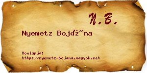 Nyemetz Bojána névjegykártya